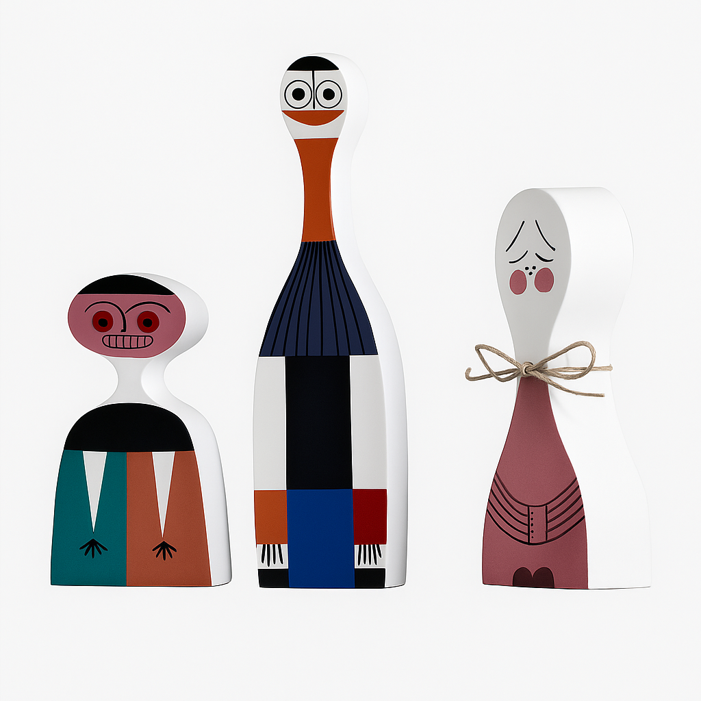 3 Esculturas Colecionáveis Kawaii em Madeira