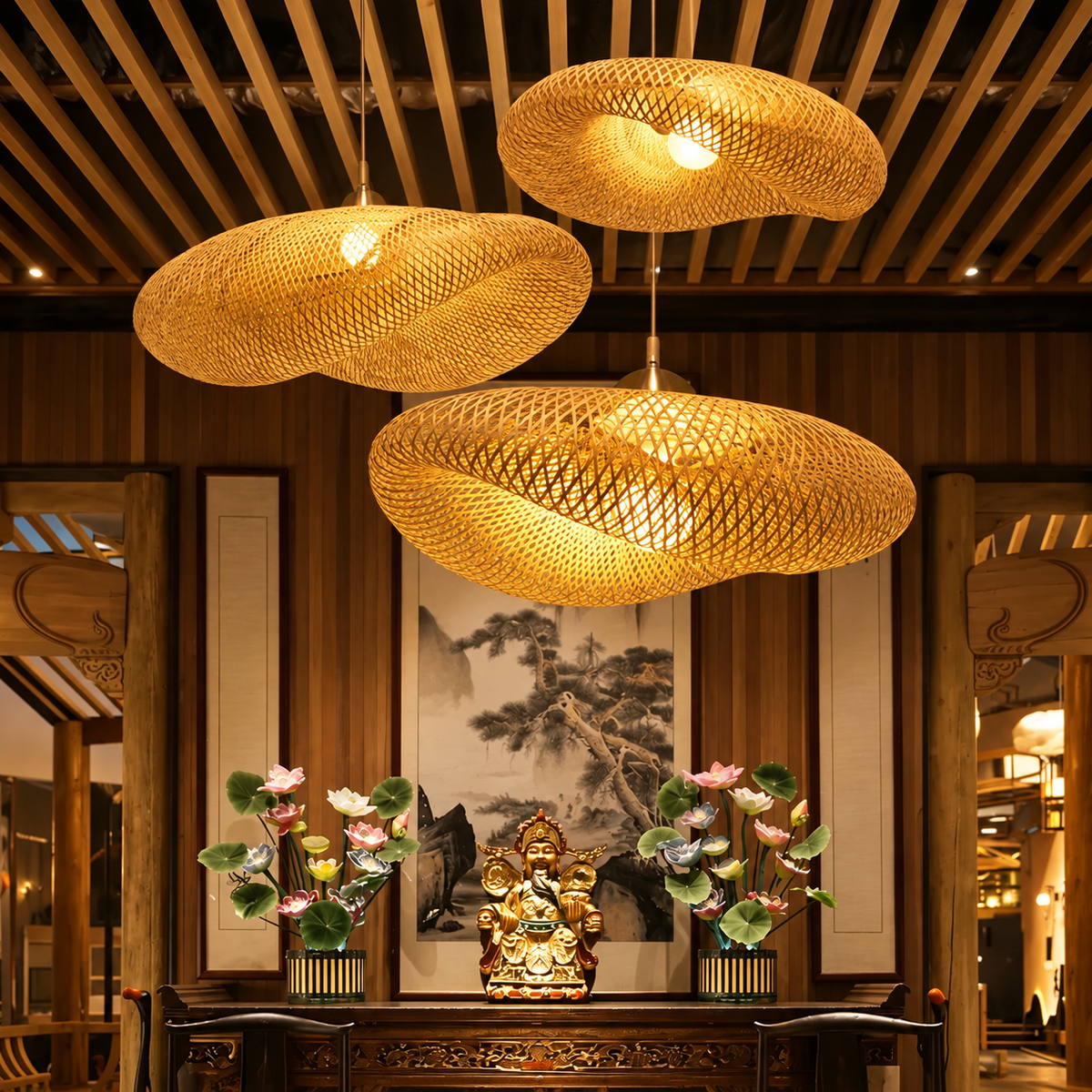 Luminária de Teto de Rattan