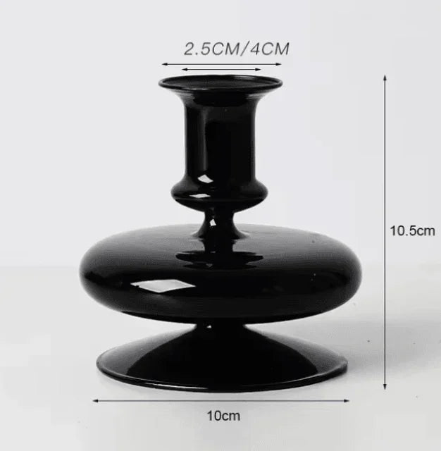 Candelabro Preto de Vidro para Vela - STOA HOME DESIGN