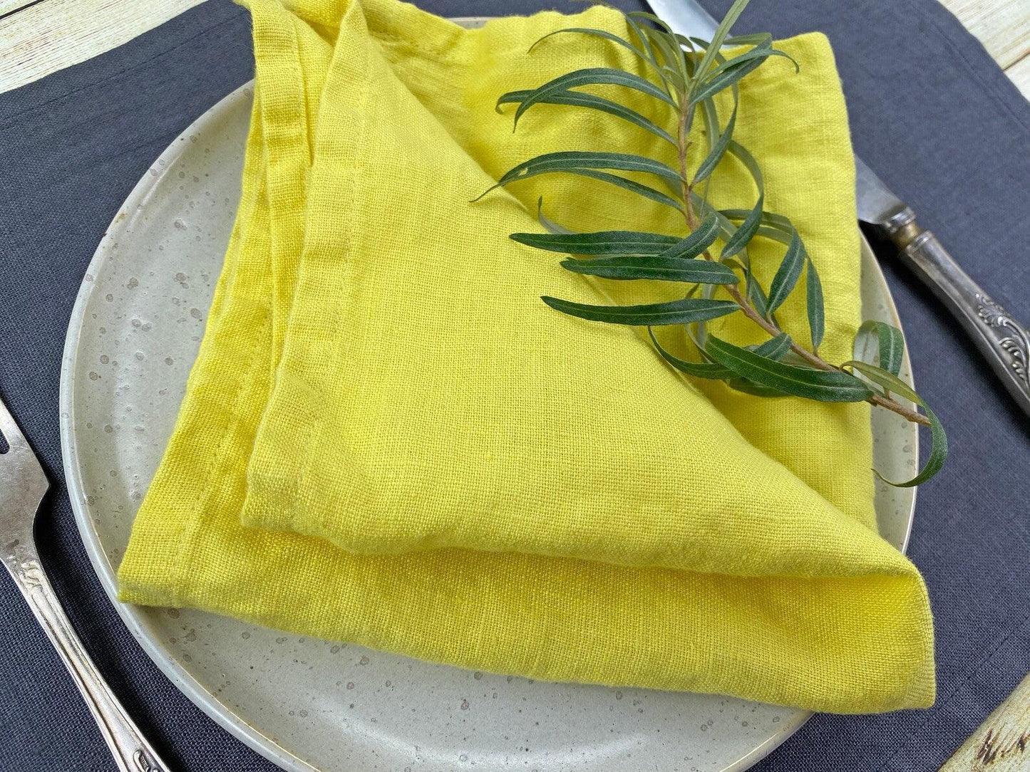 Conjunto de Guardanapos de Linho Amarelo - STOA HOME DESIGN