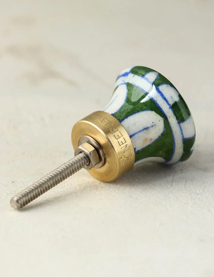 Puxador de Cerâmica Verde Xadrez - STOA HOME DESIGN