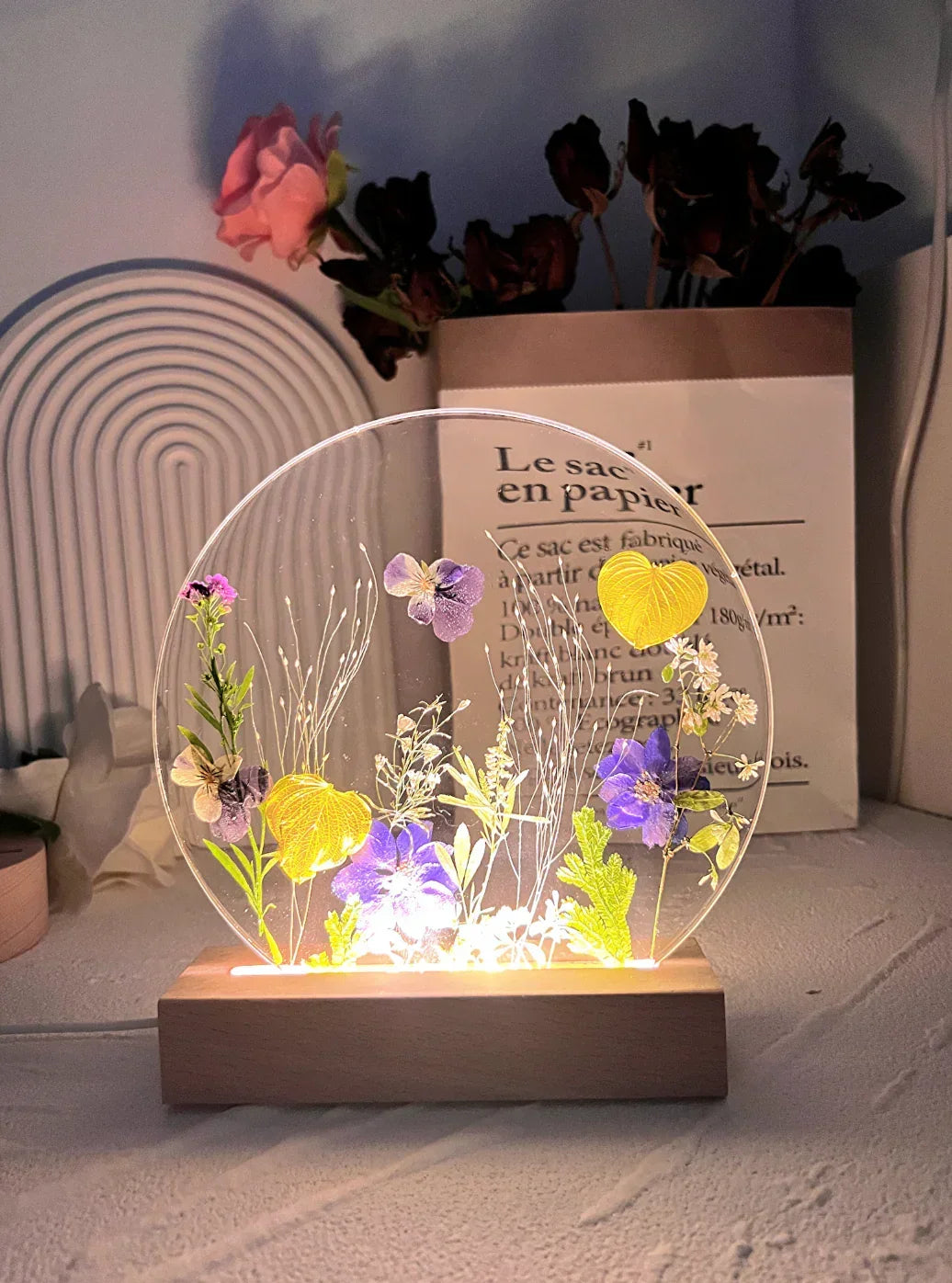 Luminária com Flores Naturais