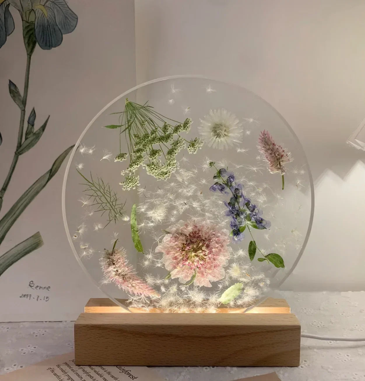 Luminária com Flores Naturais