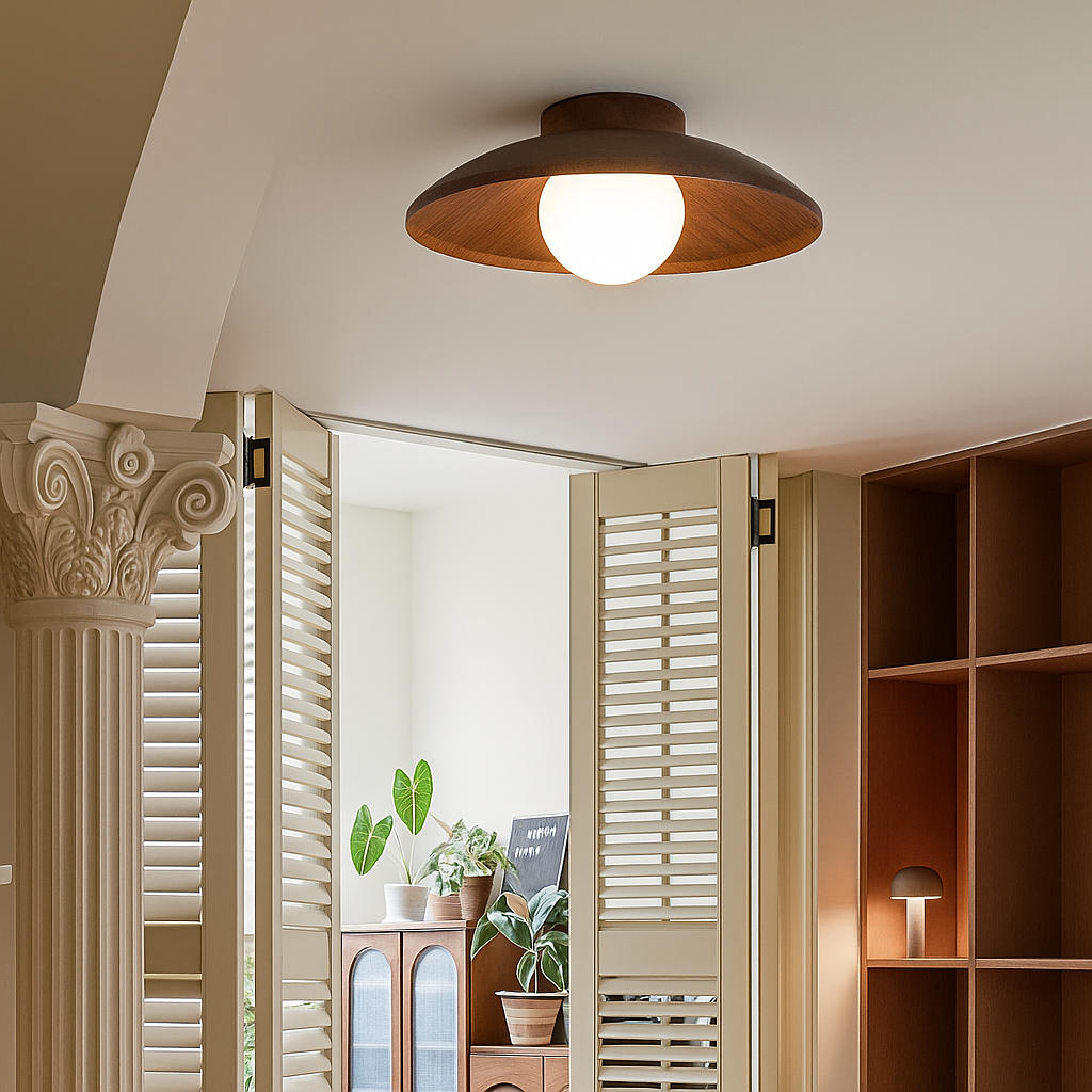 Candeeiro de Teto Grão de Madeira