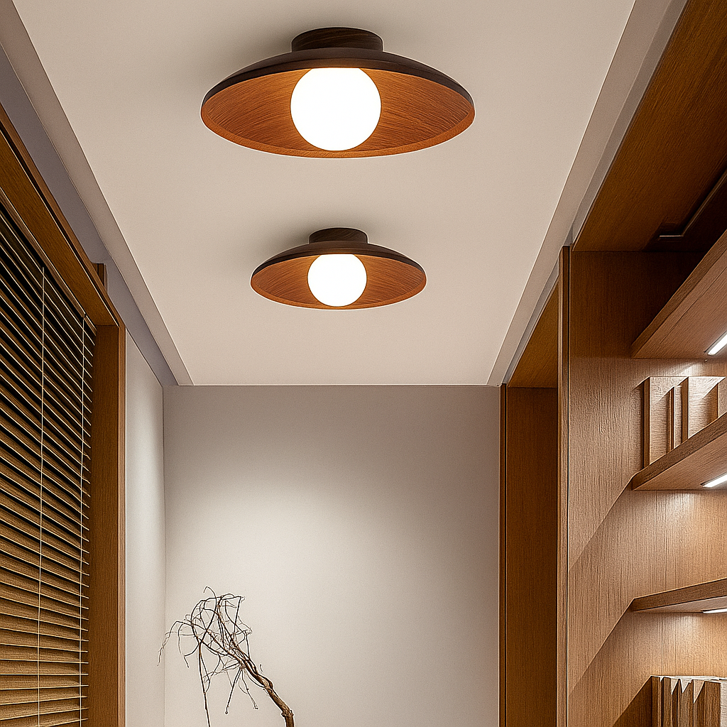 Candeeiro de Teto Grão de Madeira