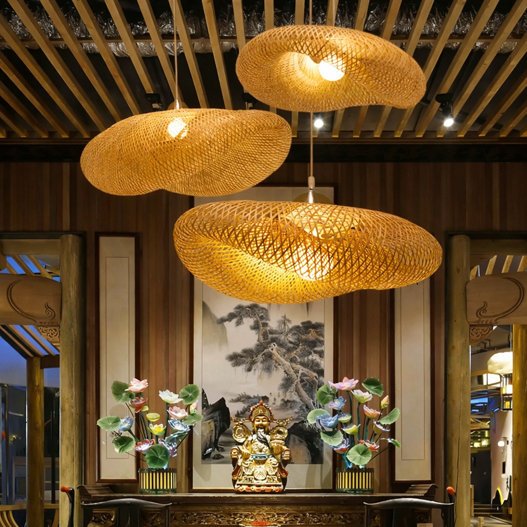 Luminária de Teto de Rattan