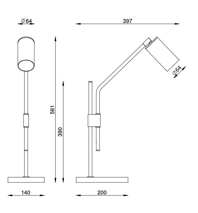 Abajur Cilindro Base Mármore Articulada - Foco Metallo - STOA HOME DESIGN