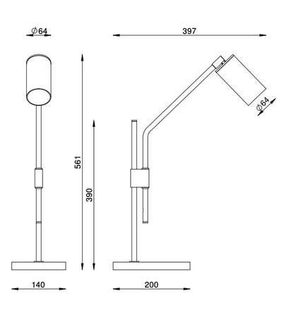 Abajur Cilindro Base Mármore Articulada - Foco Metallo - STOA HOME DESIGN