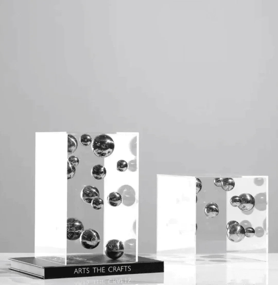 Caixa de Acrílico Transparente com Esferas de Metal - STOA HOME DESIGN