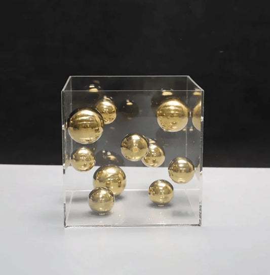 Caixa de Acrílico Transparente com Esferas de Metal - STOA HOME DESIGN