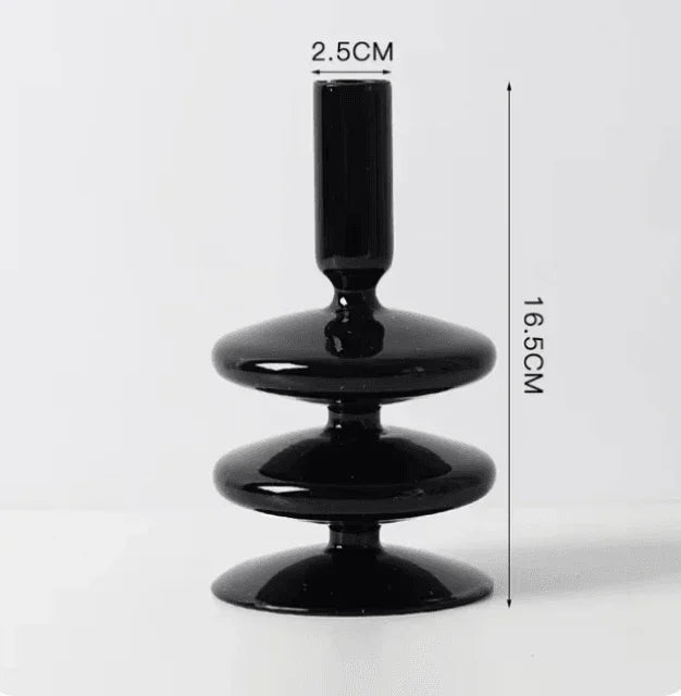 Candelabro Preto de Vidro para Vela - STOA HOME DESIGN