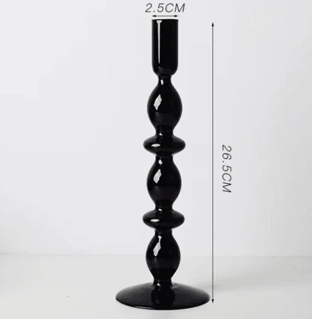 Candelabro Preto de Vidro para Vela - STOA HOME DESIGN