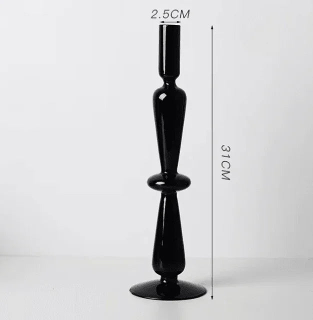 Candelabro Preto de Vidro para Vela - STOA HOME DESIGN