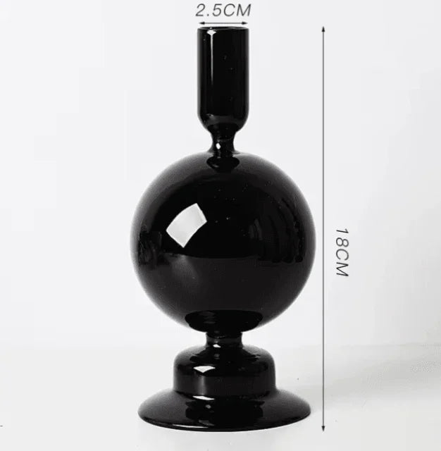 Candelabro Preto de Vidro para Vela - STOA HOME DESIGN