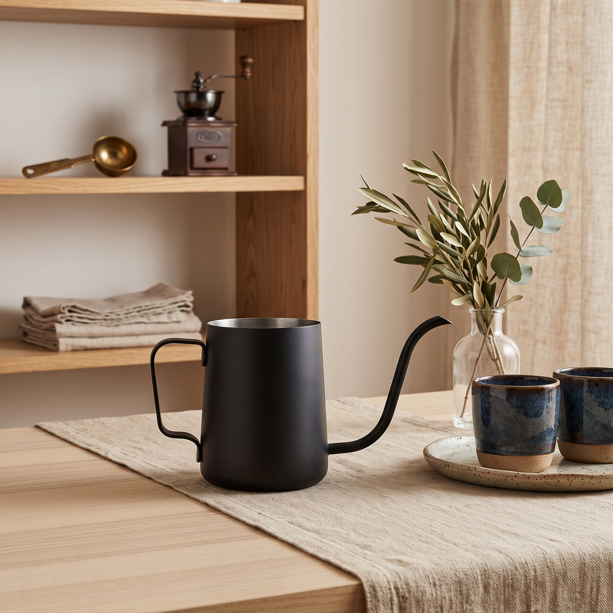 Leiteira Bico Fino Preta Fosca 600 ml · Chaleira para Café Coado