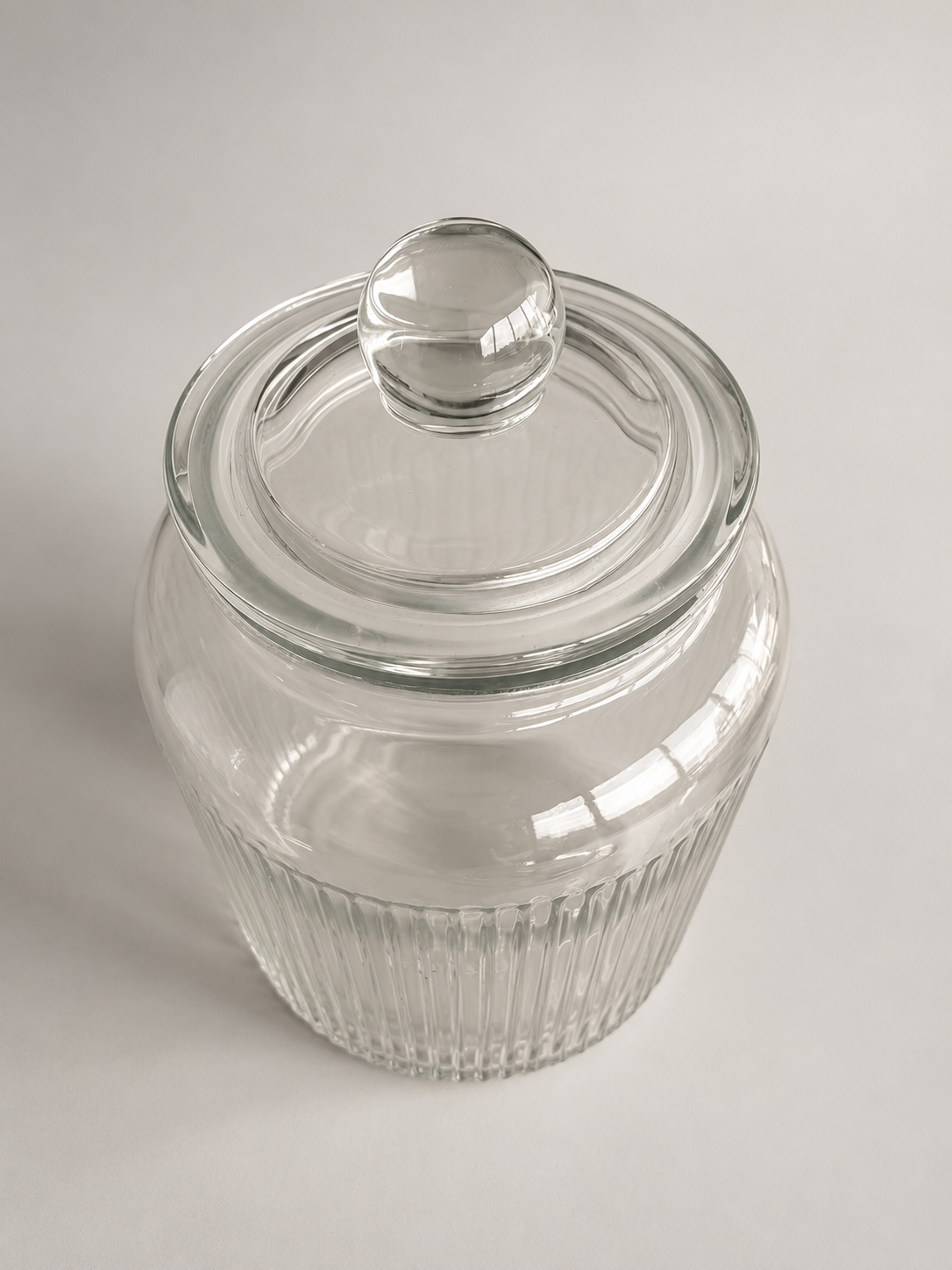Kit 3 Potes Herméticos de Vidro Canelado · 900 ml, 1,3 L e 1,6 L