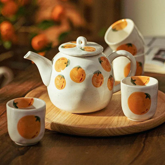 Bule e Xícaras de Laranja - STOA HOME DESIGN
